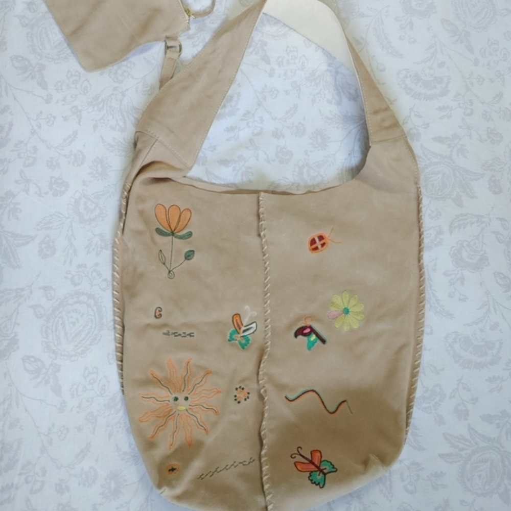 UO Suede Embroidered Shoulder bag with pouch - Picture 3 of 14